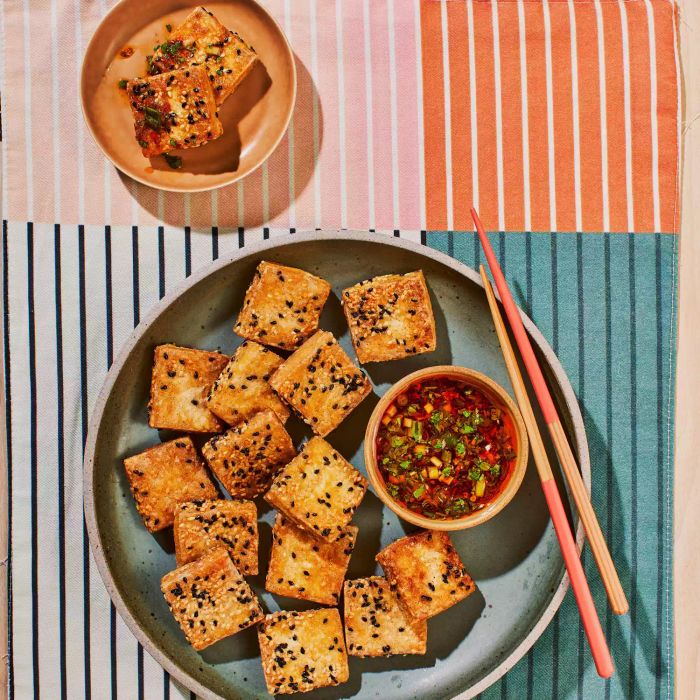 Sesame-Crusted Tofu served with a Spicy Dipping Sauce