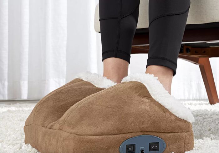 A foot massager that resembles slippers