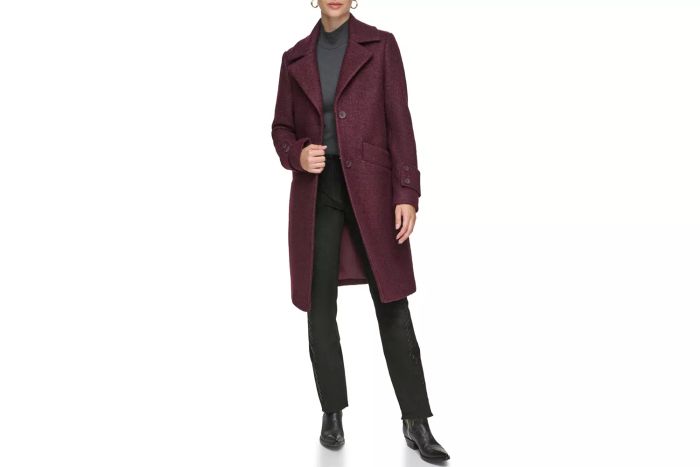 andrew marc wool coat notch collar rosewood