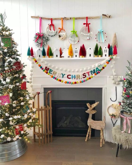 Village-Themed Mantel Decor