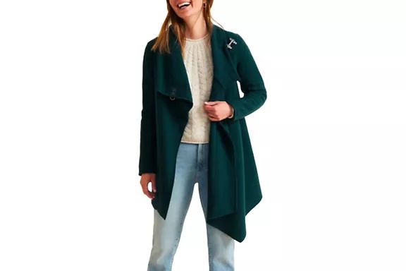 The Garnet Hill Asymmetrical Boiled-Wool Coat combines a unique design with the timeless warmth of wool, offering a standout piece in any wardrobe.