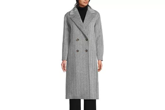 The Lands' End Plus-Size Insulated Double-Breasted Wool Coat provides extra insulation, ensuring you stay warm without sacrificing style.