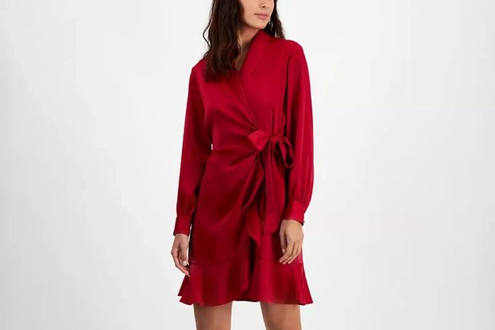 Bar III Women's Blouson-Sleeve Faux-Wrap Dress, Created for Macy's