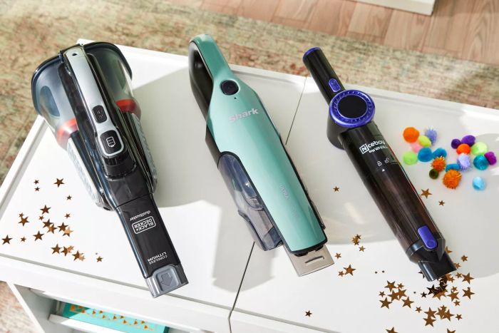 A selection of recommended handheld vacuums on a clean white surface
