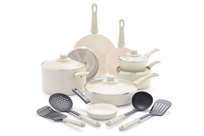GreenLife Soft Grip 16 Piece Cookware Set, Non-Toxic PFAS-Free