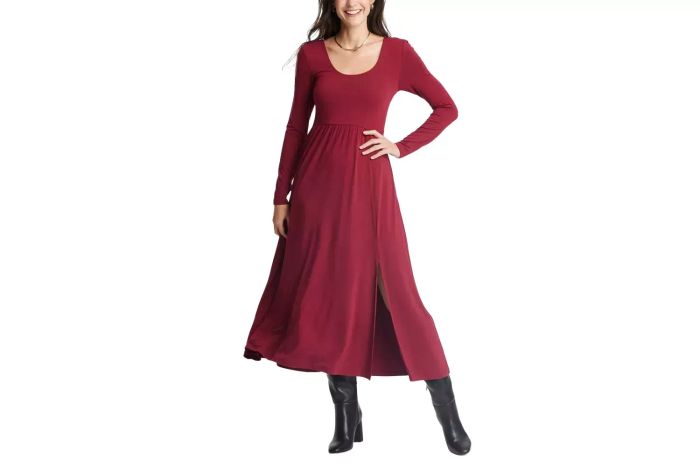 Women's Long Sleeve Knit Ballet Maxi Dress