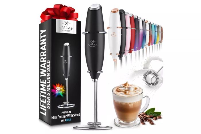 Zulay Kitchen Powerful Milk Frother Wand – A powerful frother designed to create rich, fluffy froth for your coffee or hot beverages.