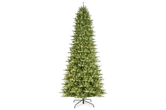 Puleo International 12-Foot Pre-Lit Slim Fraser Fir Artificial Christmas Tree