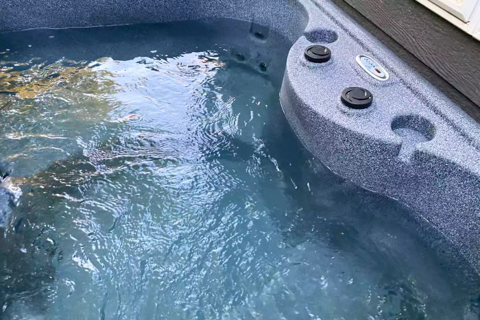 Water feature in Aquarest Spas Select 150, a 4-person, 12-jet rectangular hot tub designed for easy plug-and-play installation.