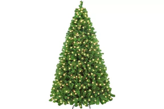 Yaheetech 7.5-Foot Pre-Lit Artificial Christmas Tree with Incandescent Warm White Lights