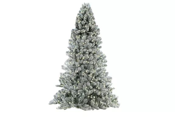 7-Foot Prince Flock Artificial Christmas Tree with 400 Warm White LED Lights