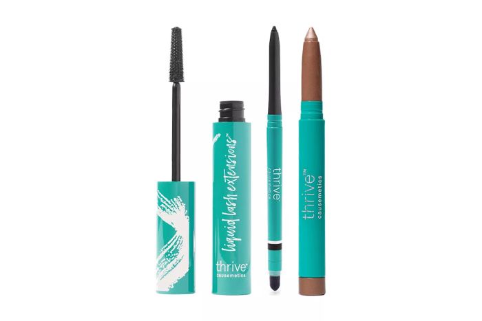 Thrive Causemetics offers a set featuring their eyeliner, mascara, and brilliant eye brightener for creating beautifully defined eyes.