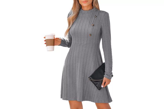 Cupshe Textured Knit Button Mini Dress