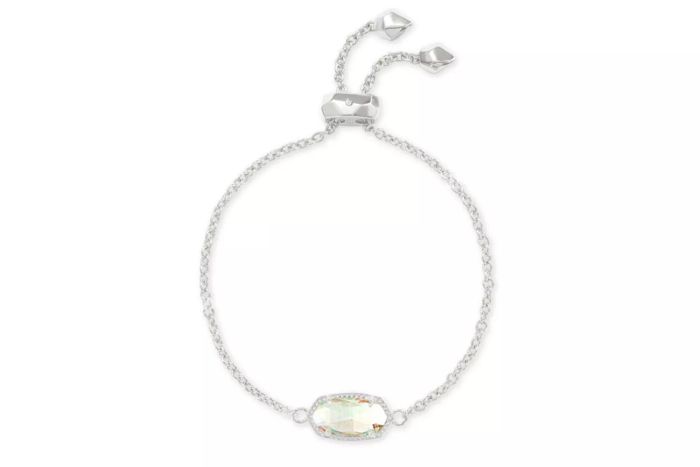 Kendra Scott Elaina Silver Adjustable Chain Bracelet with a sleek and versatile design.