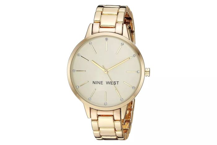 Nine West Women's Crystal-Embellished Bracelet Watch