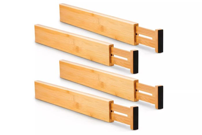 Utoplike 4 PCS Bamboo Kitchen Drawer Dividers, Adjustable 