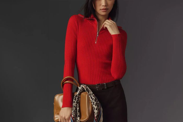 The Anthropologie half-zip sweater combines style and comfort for fall and winter.