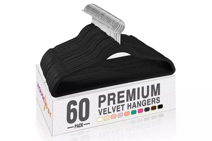 Amazon HOUSE DAY Black Velvet Hangers 60 Pack, Premium Clothes Non-Slip Felt Hangers
