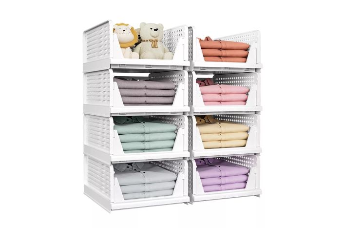 SNSLXH 5 Pack Stackable Closet Organizer Box