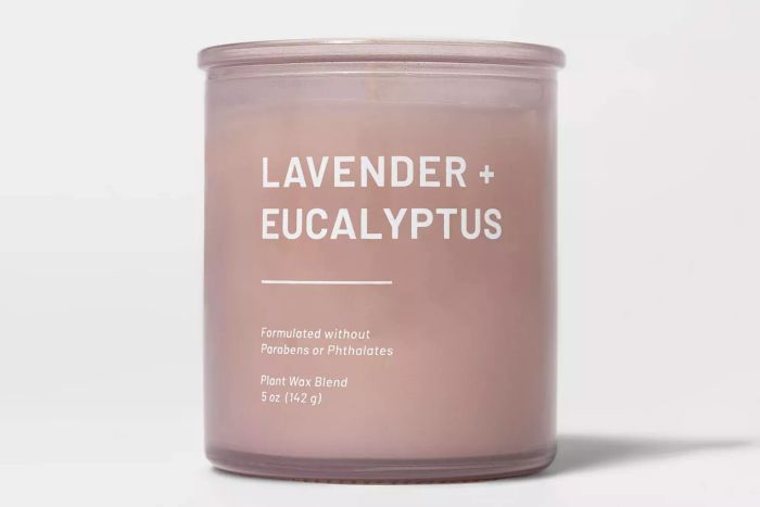 Threshold Tinted Glass Lavender + Eucalyptus Jar Candle in Light Pink for a Calming Scent