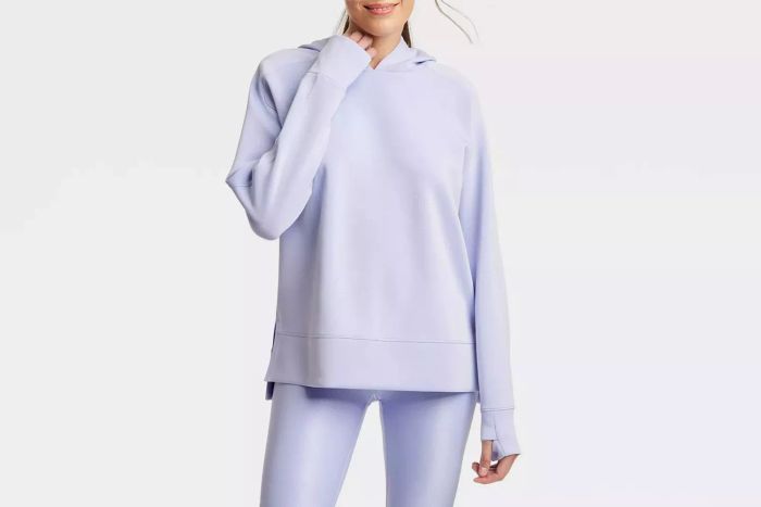 All In Motion Women's Airy Sleek Legging-Friendly Hooded Sweatshirt for Comfortable Activewear