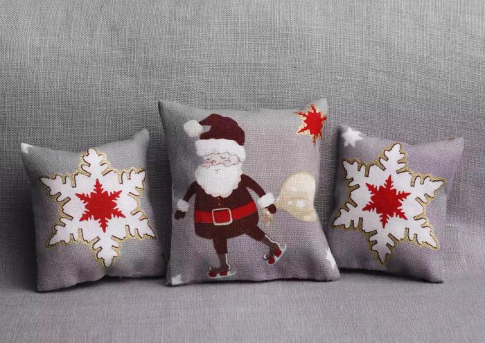 santa and snowflake xmas pillow