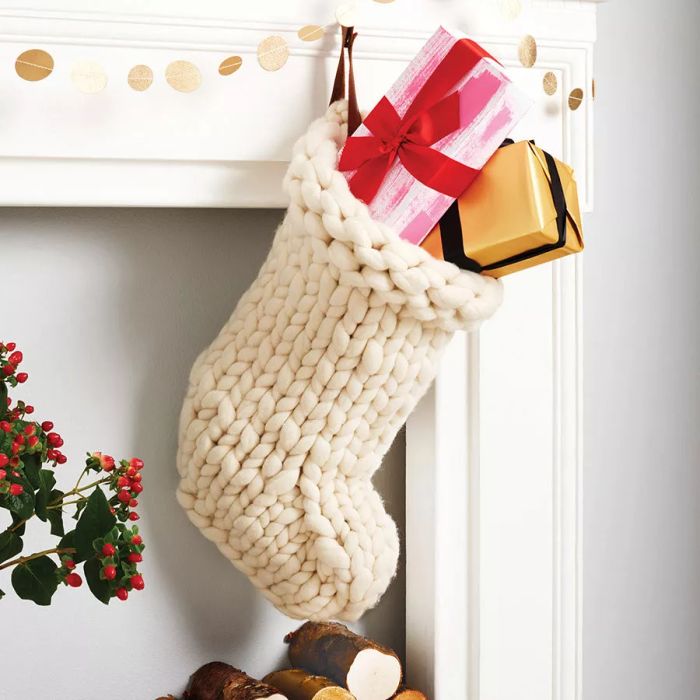 Chunky Knit White Christmas Stocking