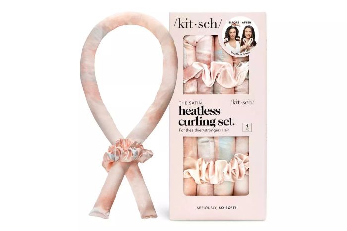 Kitsch Sunset Tie Dye Satin Heatless Curling Set with Flexible Design for Easy Styling