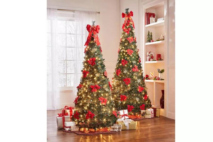 Fully decorated pop-up Christmas tree