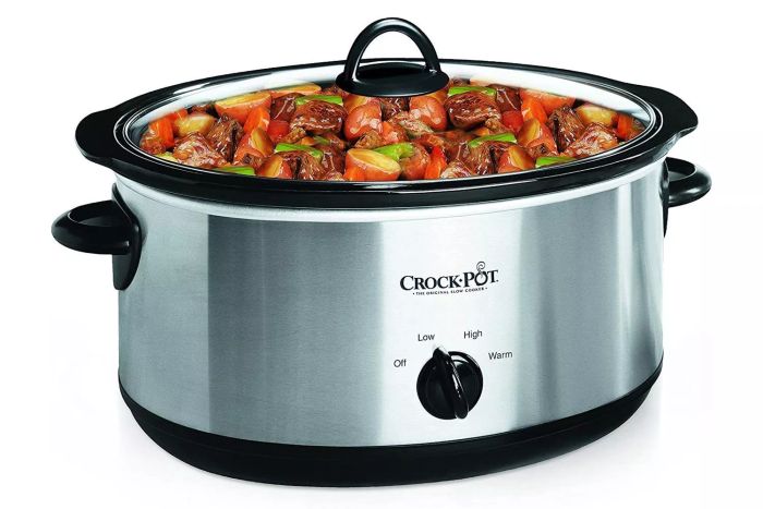 Crock-Pot 7 Quart Oval Manual Slow Cooker, Stainless Steel (SCV700-S-BR), A versatile cookware option perfect for large families or hosting gatherings.