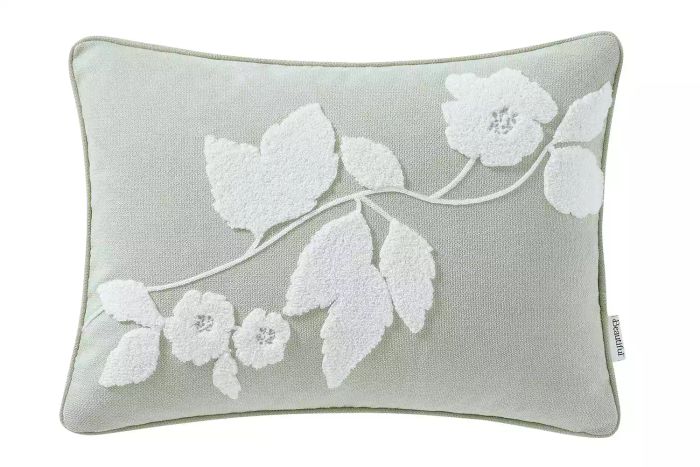 Walmart Beautiful Boucle Embroidered Chenille Floral Decorative Pillow