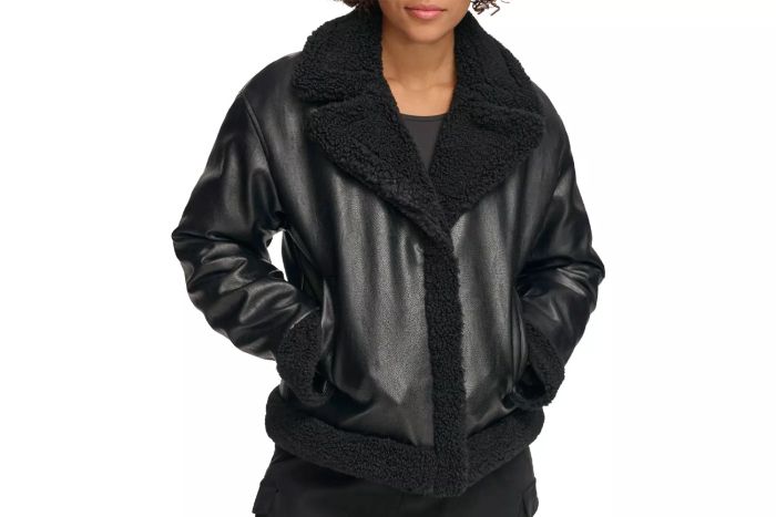 Levis High Pile Fleece Asymmetrical Faux Leather Jacket