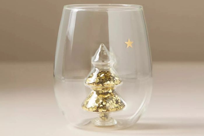 Anthropologie Yuletide Stemless Wine Glass