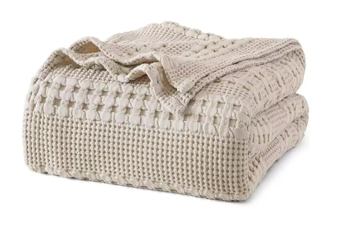 PHF 100% Cotton Waffle Weave King-Size Blanket