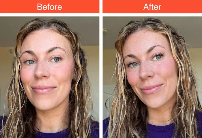 Before-and-after photos showcasing the effects of L'Oréal Telescopic Original Washable Mascara