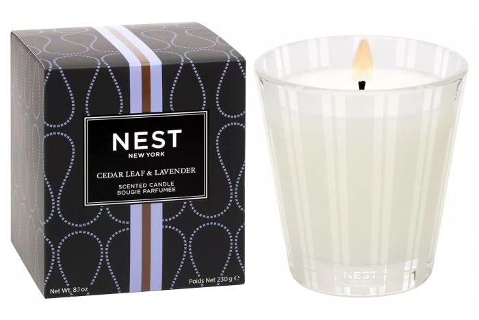 NEST New York Scented Classic Candle, Cedar Leaf & Lavender - 8.1 oz - Up to 60-Hour Burn Time - Reusable Glass Vessel