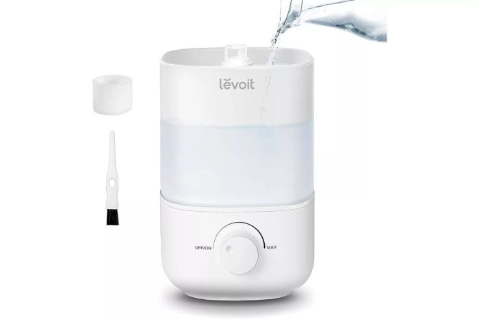 LEVOIT’s Top Fill Humidifiers are designed for bedrooms with a 2.5L tank that’s perfect for large rooms. It’s easy to fill and clean, and it operates quietly at just 28dB while emitting a cool mist to enhance air quality in your home, baby nursery, or for your plants. The humidifier also features an auto shut-off function and is BPA-free for your safety, running for up to 25 hours.