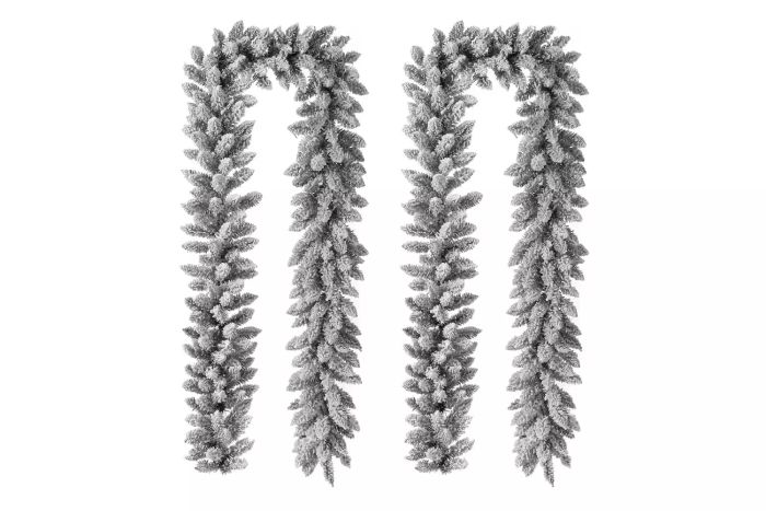 Hilaree 9ft Flocked Christmas Garland with LED Lights