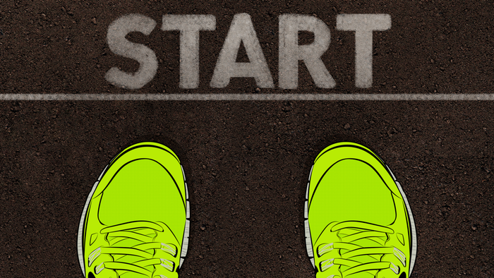 shoes positioned at the start line