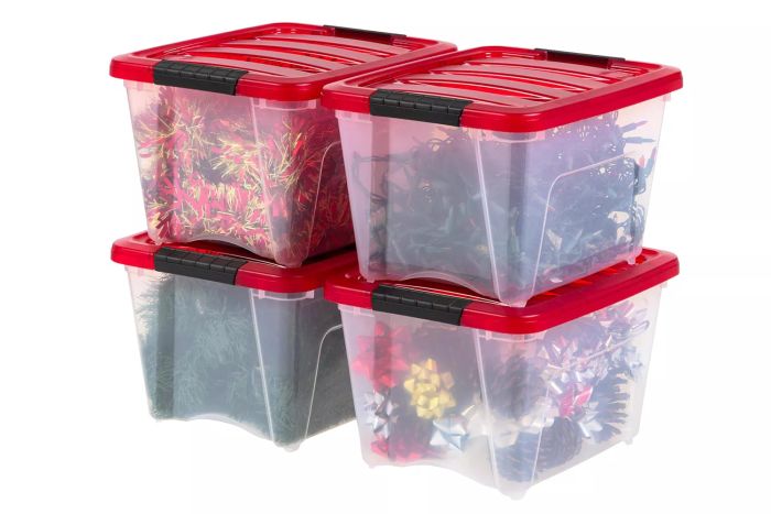 IRIS USA 19 Quart Stackable Plastic Christmas Storage Bins