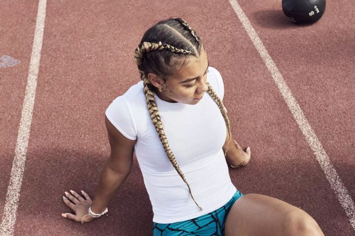 woman sporting box braids