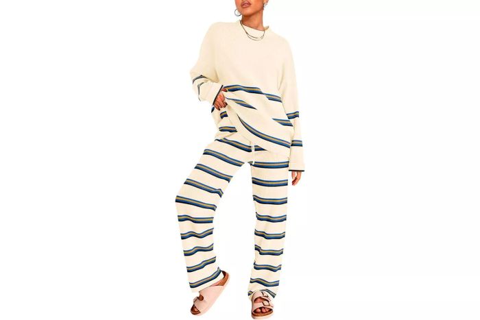 LILLUSORY 2-Piece Outfits for Women 2024, Oversized Striped Sweater Sets, and Cozy Knit Sets
