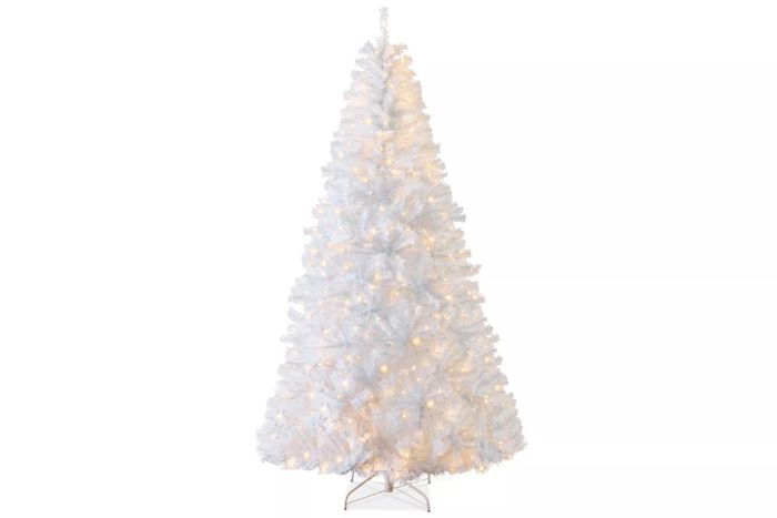 Walmart Best Choice Products 6ft Pre-Lit Premium Hinged Artificial White Christmas Pine Tree