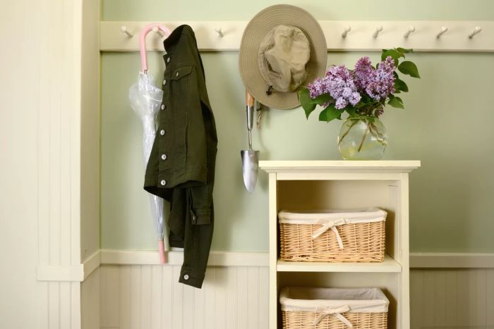 mudroom with baskets