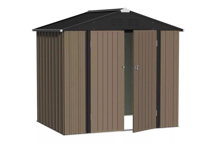 LEMBERI 6x8 FT Outdoor Storage Shed, Metal Garden and Tool Shed