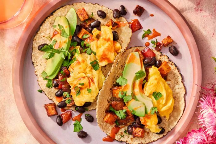 Breakfast Tacos with Sweet Potato and Black Bean Filling