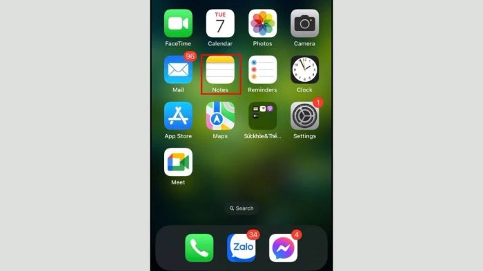 Hướng dẫn bước 1 quét tài liệu trên iPhone bằng ứng dụng Notes
