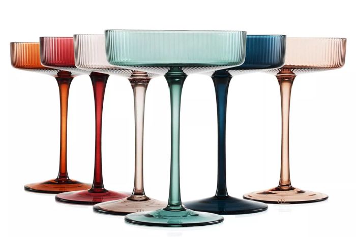 Amazon Colored Vintage Art Deco Coupe Glasses