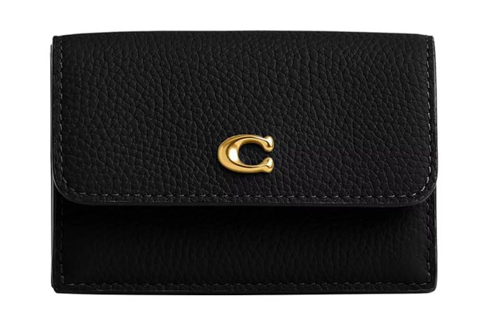 Amazon Coach Women's Essential Polished Pebble Mini Trifold Wallet, B4/Black, One Size