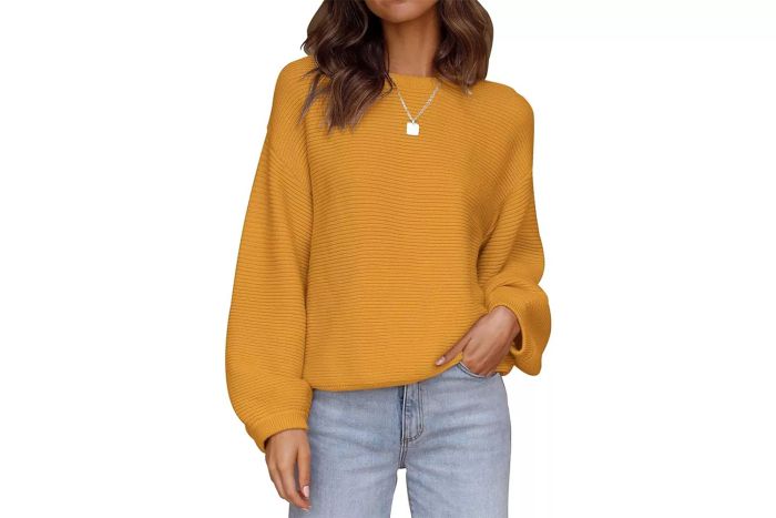 ZESICA Women's 2024 Crew Neck Long Lantern Sleeve Casual Loose